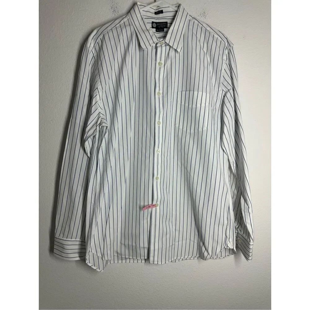 Rare Vintage J.Crew Men’s Button Down Striped Shirt White Blue Cotton Sz XL*Note